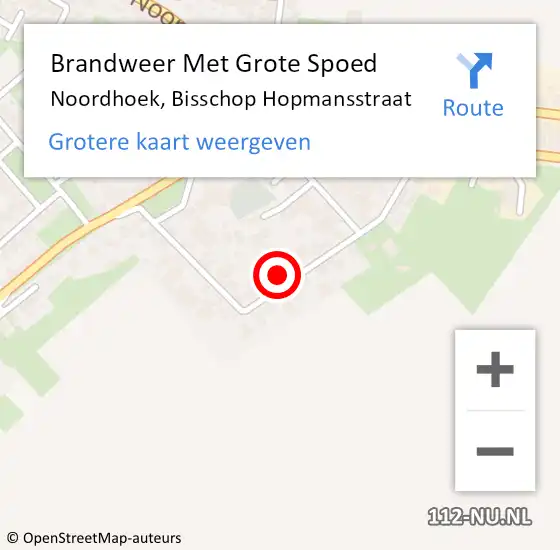 Locatie op kaart van de 112 melding: Brandweer Met Grote Spoed Naar Noordhoek, Bisschop Hopmansstraat op 15 december 2023 09:03