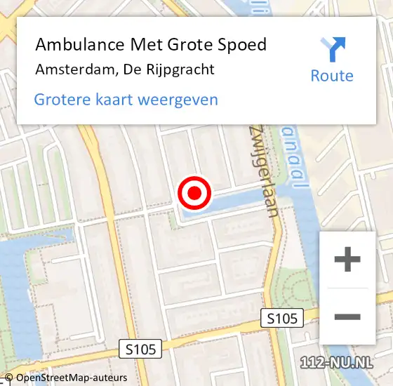 Locatie op kaart van de 112 melding: Ambulance Met Grote Spoed Naar Amsterdam, De Rijpgracht op 24 december 2023 13:52