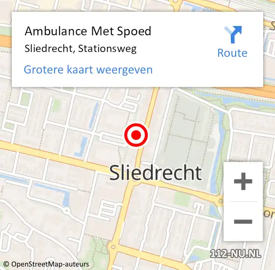 Locatie op kaart van de 112 melding: Ambulance Met Spoed Naar Sliedrecht, Stationsweg op 27 december 2023 03:55