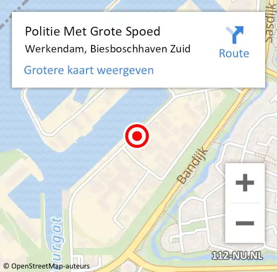Locatie op kaart van de 112 melding: Politie Met Grote Spoed Naar Werkendam, Biesboschhaven Zuid op 28 december 2023 13:54