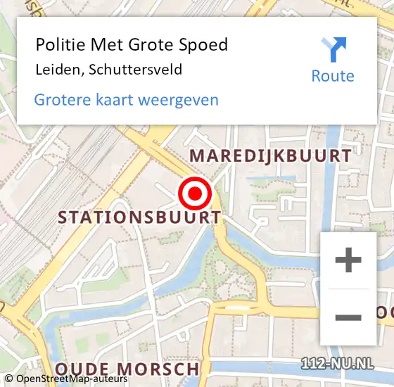 Locatie op kaart van de 112 melding: Politie Met Grote Spoed Naar Leiden, Schuttersveld op 28 december 2023 19:14