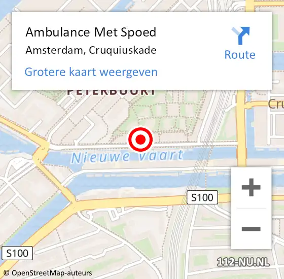 Locatie op kaart van de 112 melding: Ambulance Met Spoed Naar Amsterdam, Cruquiuskade op 29 december 2023 21:32