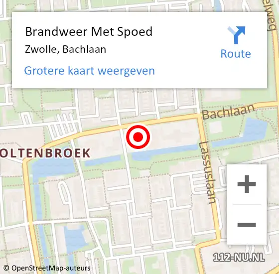 Locatie op kaart van de 112 melding: Brandweer Met Spoed Naar Zwolle, Bachlaan op 1 januari 2024 00:37