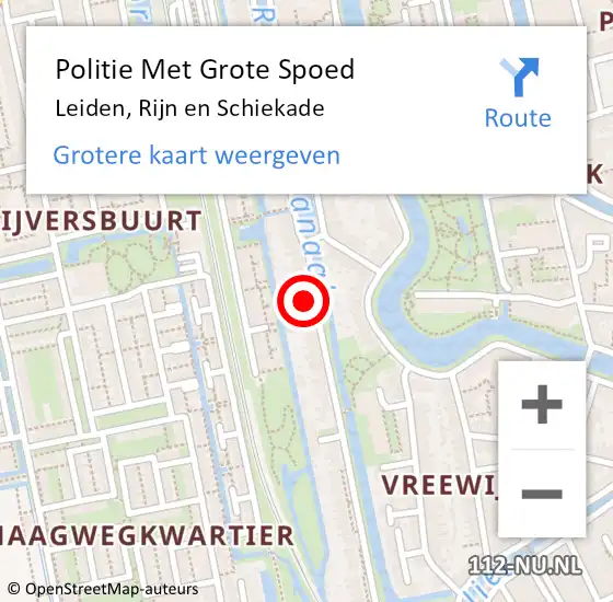 Locatie op kaart van de 112 melding: Politie Met Grote Spoed Naar Leiden, Rijn en Schiekade op 12 januari 2024 08:16