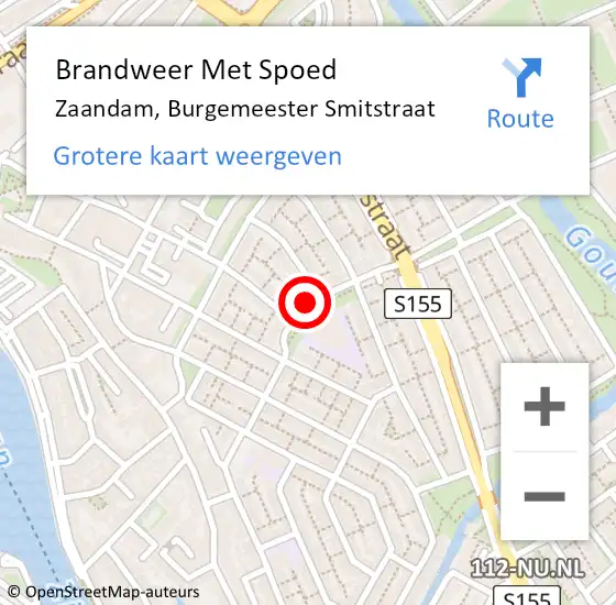 Locatie op kaart van de 112 melding: Brandweer Met Spoed Naar Zaandam, Burgemeester Smitstraat op 22 januari 2024 10:16