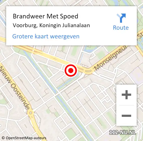 Locatie op kaart van de 112 melding: Brandweer Met Spoed Naar Voorburg, Koningin Julianalaan op 24 januari 2024 00:11