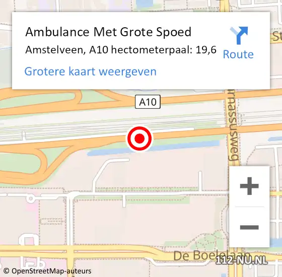 Locatie op kaart van de 112 melding: Ambulance Met Grote Spoed Naar Amstelveen, A10 hectometerpaal: 19,6 op 4 februari 2024 12:32