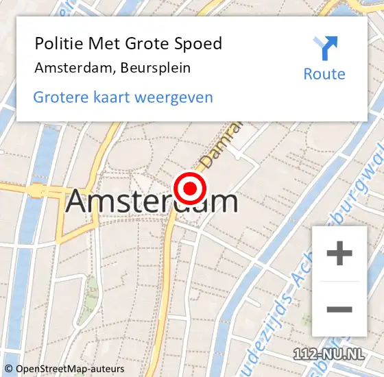 Locatie op kaart van de 112 melding: Politie Met Grote Spoed Naar Amsterdam, Beursplein op 6 februari 2024 16:29