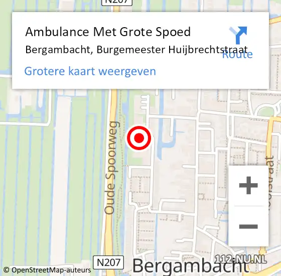Locatie op kaart van de 112 melding: Ambulance Met Grote Spoed Naar Bergambacht, Burgemeester Huijbrechtstraat op 11 februari 2024 11:04