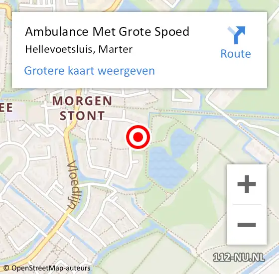 Locatie op kaart van de 112 melding: Ambulance Met Grote Spoed Naar Hellevoetsluis, Marter op 12 februari 2024 17:14