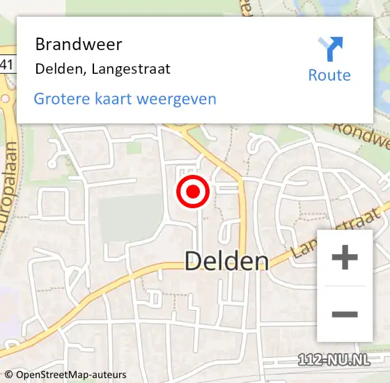 Locatie op kaart van de 112 melding: Brandweer Delden, Langestraat op 15 februari 2024 13:57