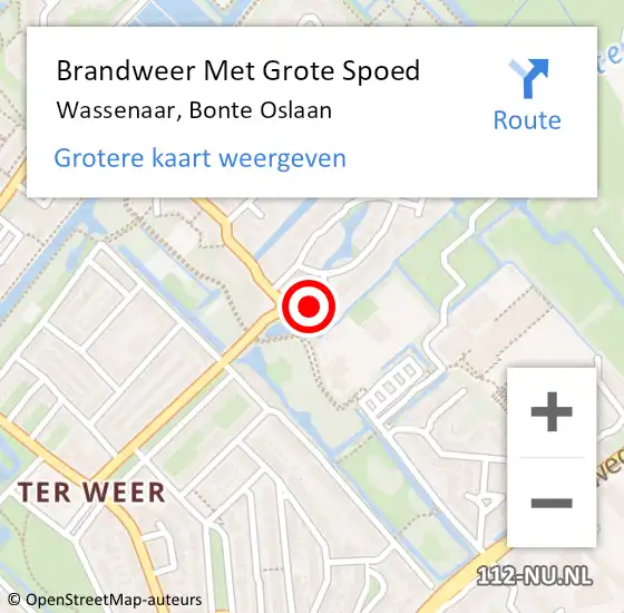 Locatie op kaart van de 112 melding: Brandweer Met Grote Spoed Naar Wassenaar, Bonte Oslaan op 16 februari 2024 17:17