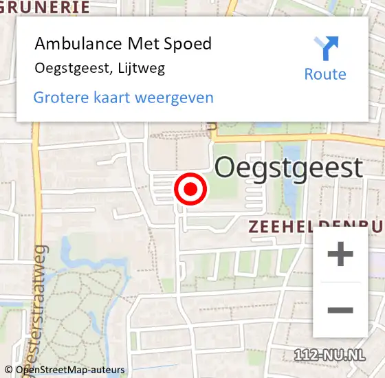 Locatie op kaart van de 112 melding: Ambulance Met Spoed Naar Oegstgeest, Lijtweg op 20 februari 2024 12:20