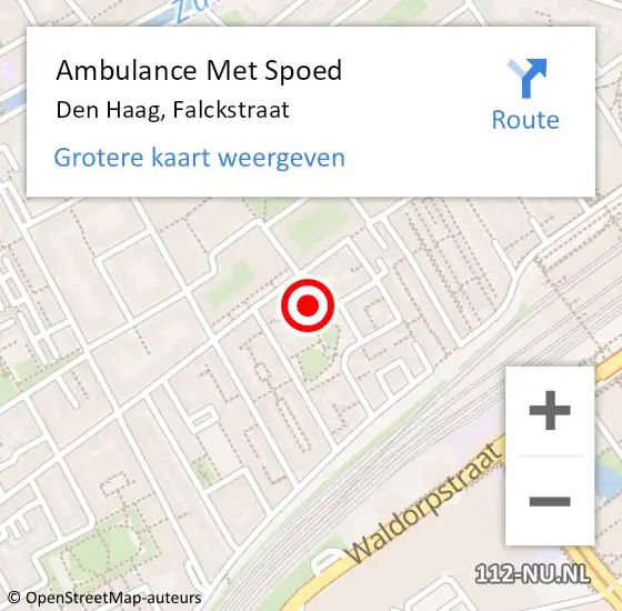 Locatie op kaart van de 112 melding: Ambulance Met Spoed Naar Den Haag, Falckstraat op 22 februari 2024 09:29