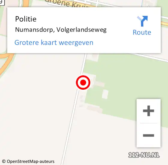Locatie op kaart van de 112 melding: Politie Numansdorp, Volgerlandseweg op 27 februari 2024 08:51