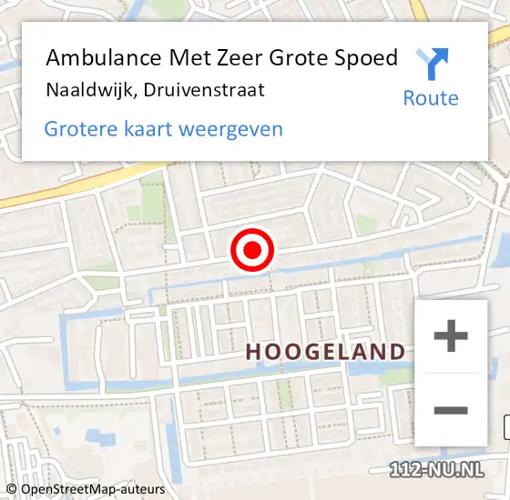 Locatie op kaart van de 112 melding: Ambulance Met Zeer Grote Spoed Naar Naaldwijk, Druivenstraat op 13 maart 2024 12:58