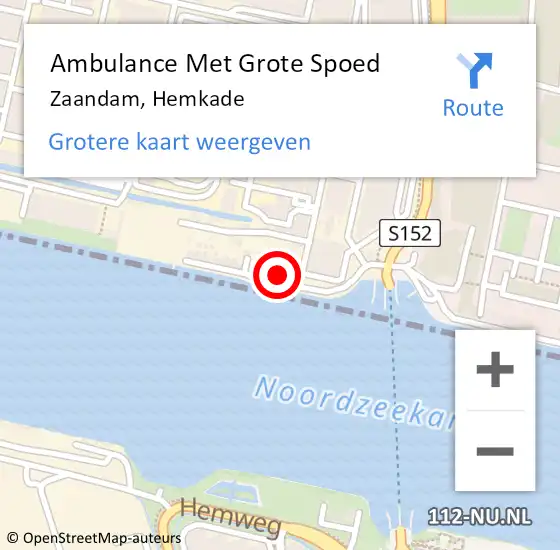 Locatie op kaart van de 112 melding: Ambulance Met Grote Spoed Naar Zaandam, Hemkade op 20 maart 2024 09:36