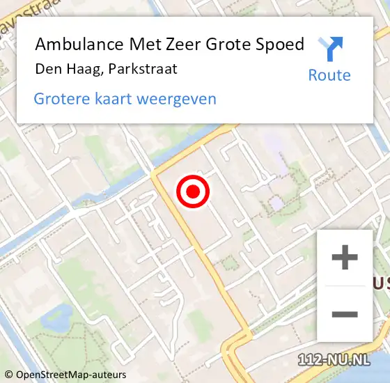 Locatie op kaart van de 112 melding: Ambulance Met Zeer Grote Spoed Naar Den Haag, Parkstraat op 23 maart 2024 08:54