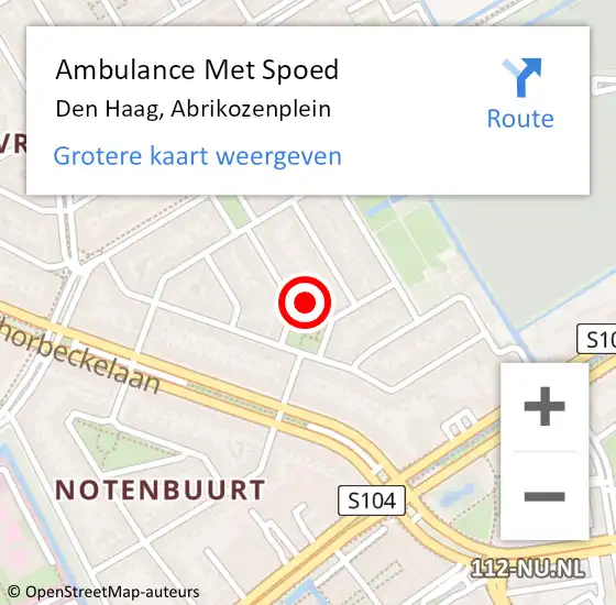 Locatie op kaart van de 112 melding: Ambulance Met Spoed Naar Den Haag, Abrikozenplein op 27 maart 2024 09:25