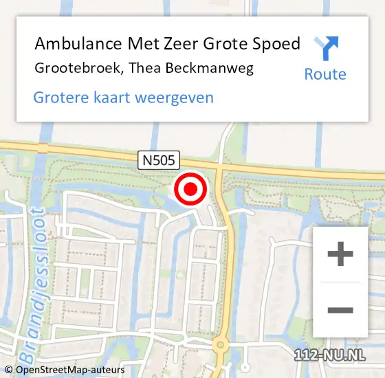 Locatie op kaart van de 112 melding: Ambulance Met Zeer Grote Spoed Naar Grootebroek, Thea Beckmanweg op 28 maart 2024 00:48