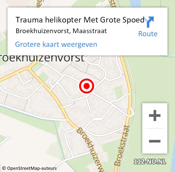 Locatie op kaart van de 112 melding: Trauma helikopter Met Grote Spoed Naar Broekhuizenvorst, Maasstraat op 28 maart 2024 03:26