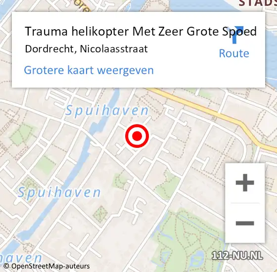 Locatie op kaart van de 112 melding: Trauma helikopter Met Zeer Grote Spoed Naar Dordrecht, Nicolaasstraat op 28 maart 2024 08:36