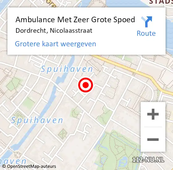 Locatie op kaart van de 112 melding: Ambulance Met Zeer Grote Spoed Naar Dordrecht, Nicolaasstraat op 28 maart 2024 08:40