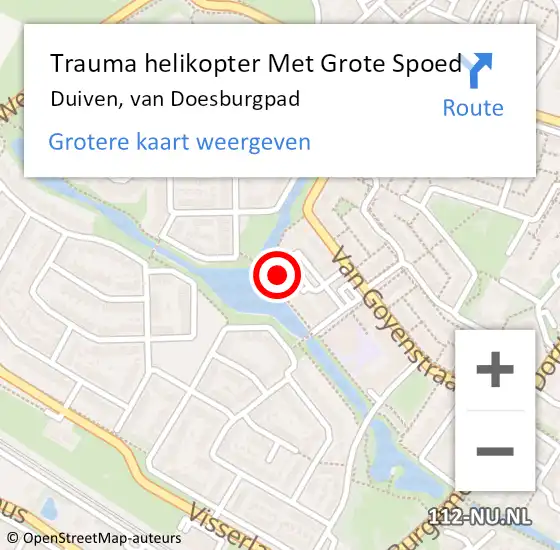 Locatie op kaart van de 112 melding: Trauma helikopter Met Grote Spoed Naar Duiven, van Doesburgpad op 29 maart 2024 15:50