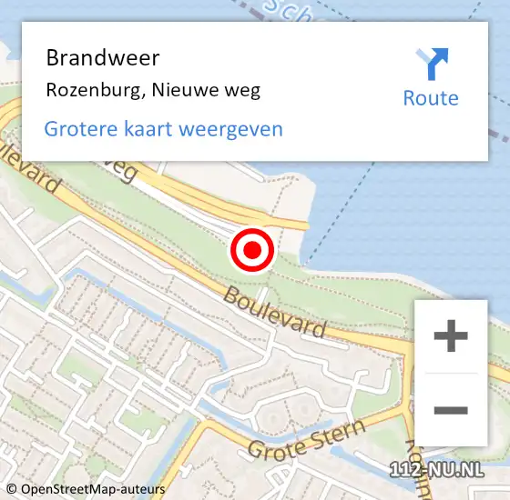 Locatie op kaart van de 112 melding: Brandweer Rozenburg, Nieuwe weg op 29 maart 2024 16:04