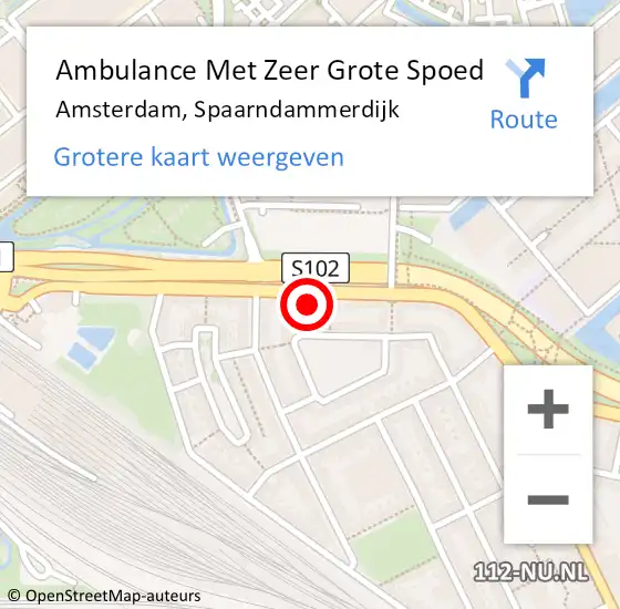 Locatie op kaart van de 112 melding: Ambulance Met Zeer Grote Spoed Naar Amsterdam, Spaarndammerdijk op 3 april 2024 18:08