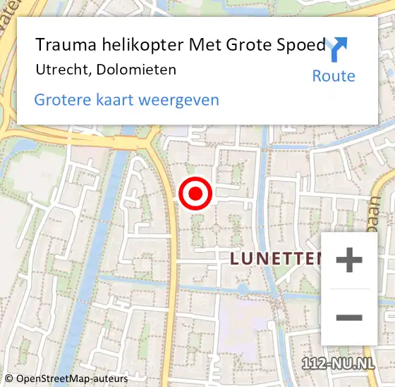 Locatie op kaart van de 112 melding: Trauma helikopter Met Grote Spoed Naar Utrecht, Dolomieten op 4 april 2024 19:33
