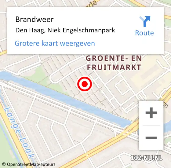 Locatie op kaart van de 112 melding: Brandweer Den Haag, Niek Engelschmanpark op 6 april 2024 14:15