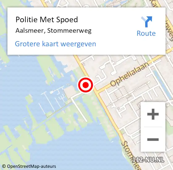 Locatie op kaart van de 112 melding: Politie Met Spoed Naar Aalsmeer, Stommeerweg op 6 april 2024 15:59