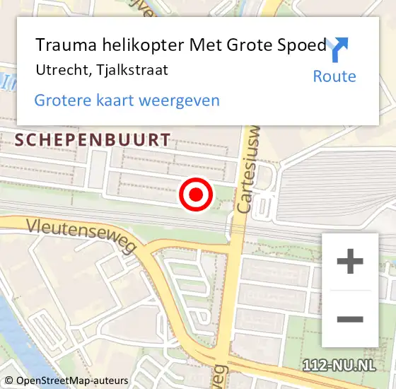 Locatie op kaart van de 112 melding: Trauma helikopter Met Grote Spoed Naar Utrecht, Tjalkstraat op 13 april 2024 19:12