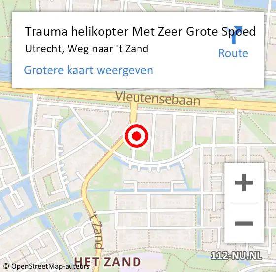 Locatie op kaart van de 112 melding: Trauma helikopter Met Zeer Grote Spoed Naar Utrecht, Weg naar 't Zand op 15 april 2024 15:37