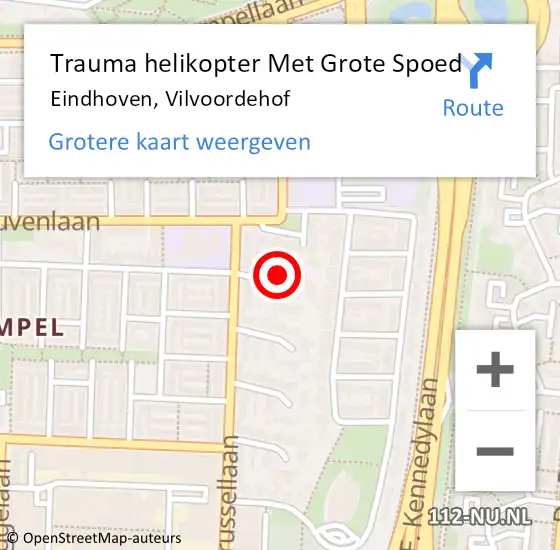 Locatie op kaart van de 112 melding: Trauma helikopter Met Grote Spoed Naar Eindhoven, Vilvoordehof op 16 april 2024 16:27