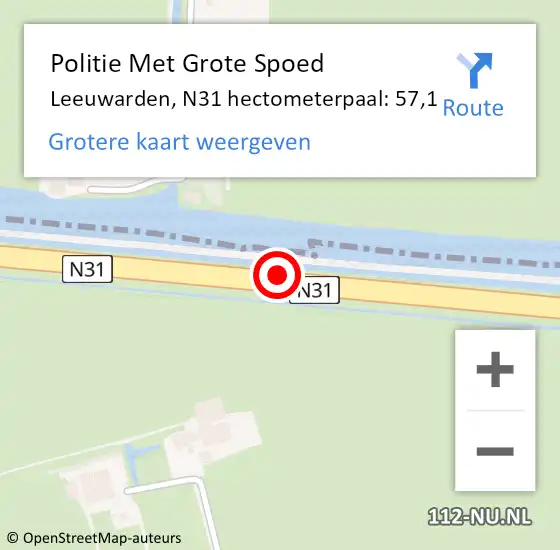Locatie op kaart van de 112 melding: Politie Met Grote Spoed Naar Leeuwarden, N31 hectometerpaal: 57,1 op 16 april 2024 16:57