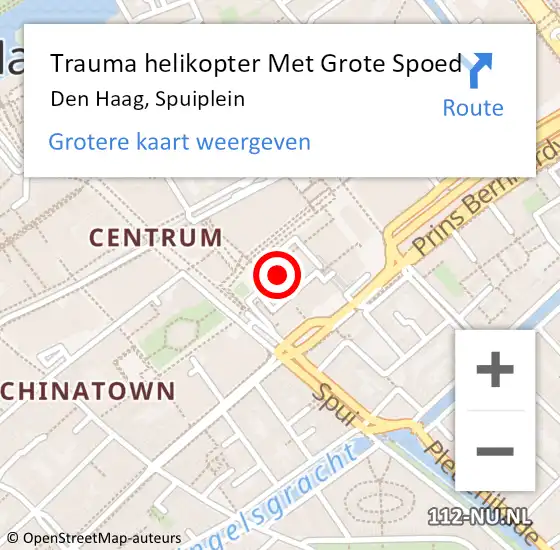 Locatie op kaart van de 112 melding: Trauma helikopter Met Grote Spoed Naar Den Haag, Spuiplein op 16 april 2024 19:44