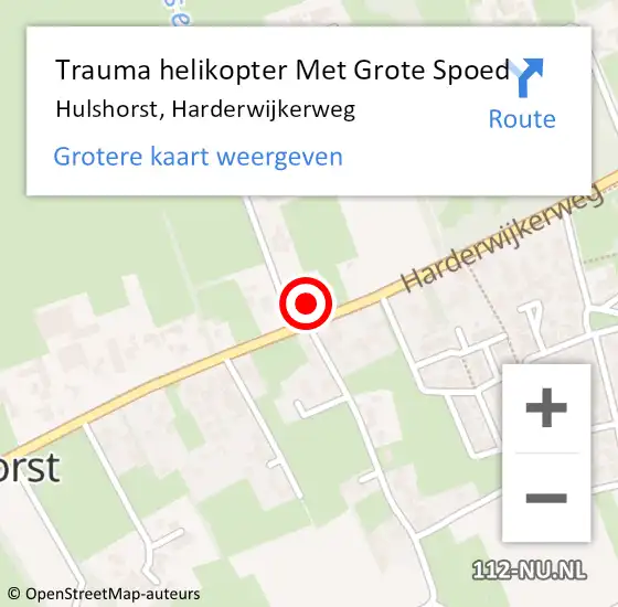 Locatie op kaart van de 112 melding: Trauma helikopter Met Grote Spoed Naar Hulshorst, Harderwijkerweg op 16 april 2024 21:12