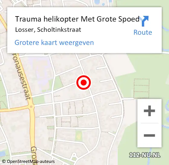 Locatie op kaart van de 112 melding: Trauma helikopter Met Grote Spoed Naar Losser, Scholtinkstraat op 16 april 2024 23:12