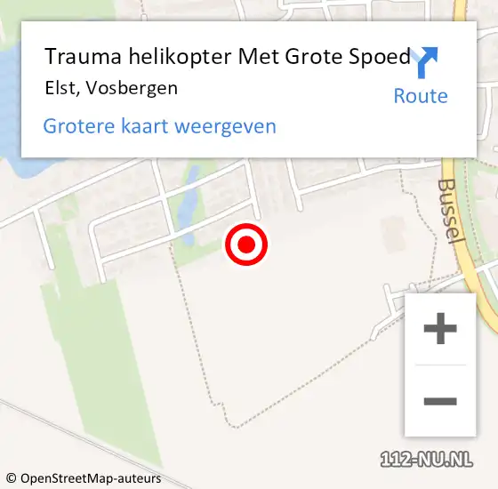 Locatie op kaart van de 112 melding: Trauma helikopter Met Grote Spoed Naar Elst, Vosbergen op 17 april 2024 09:46