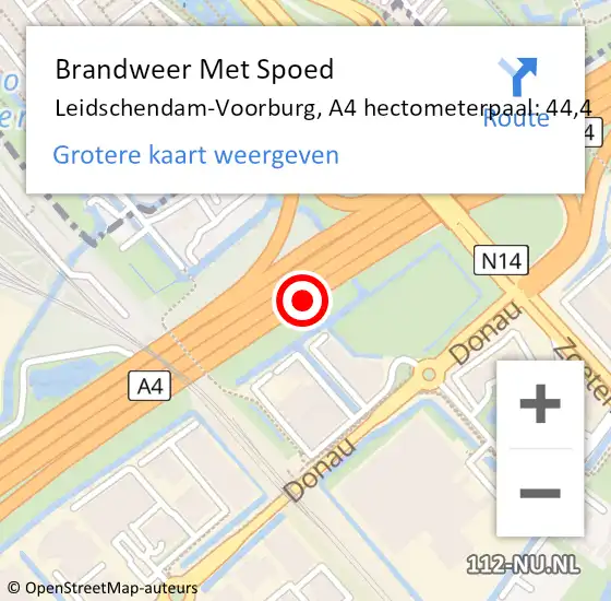 Locatie op kaart van de 112 melding: Brandweer Met Spoed Naar Leidschendam-Voorburg, A4 hectometerpaal: 44,4 op 17 april 2024 11:17