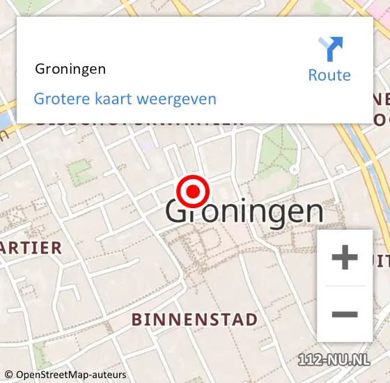 Locatie op kaart van de 112 melding:  Groningen op 17 april 2024 12:09
