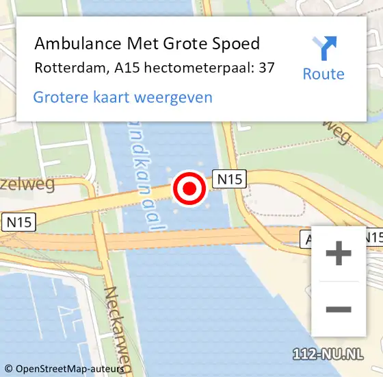 Locatie op kaart van de 112 melding: Ambulance Met Grote Spoed Naar Rotterdam, A15 hectometerpaal: 37 op 17 april 2024 22:11