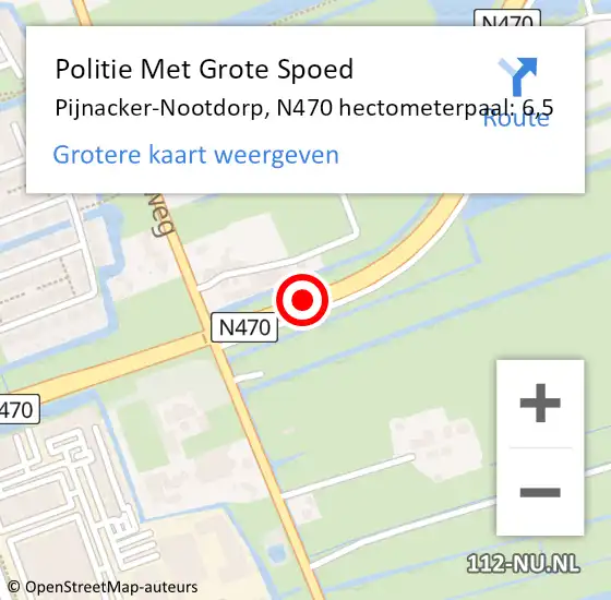 Locatie op kaart van de 112 melding: Politie Met Grote Spoed Naar Pijnacker-Nootdorp, N470 hectometerpaal: 6,5 op 18 april 2024 08:52