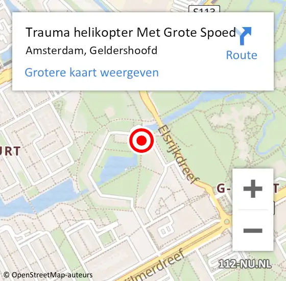 Locatie op kaart van de 112 melding: Trauma helikopter Met Grote Spoed Naar Amsterdam, Geldershoofd op 18 april 2024 12:45