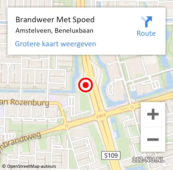 Locatie op kaart van de 112 melding: Brandweer Met Spoed Naar Amstelveen, Beneluxbaan op 18 april 2024 13:22