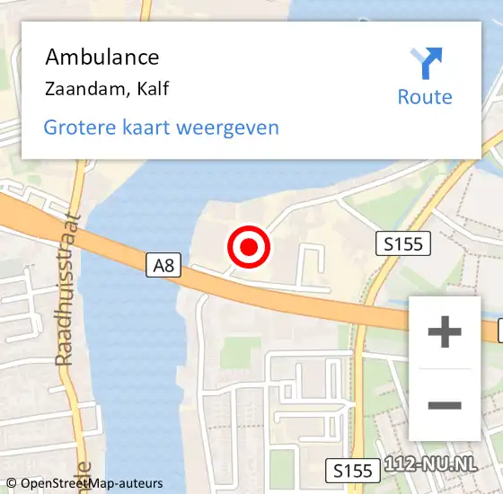 Locatie op kaart van de 112 melding: Ambulance Zaandam, Kalf op 18 april 2024 15:36