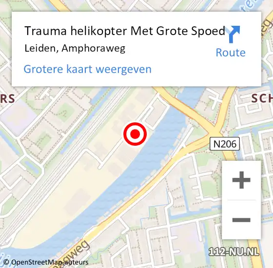 Locatie op kaart van de 112 melding: Trauma helikopter Met Grote Spoed Naar Leiden, Amphoraweg op 19 april 2024 15:43