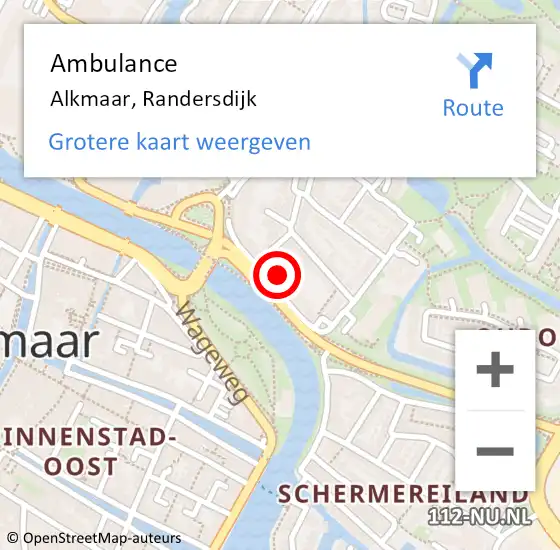 Locatie op kaart van de 112 melding: Ambulance Alkmaar, Randersdijk op 20 april 2024 01:16